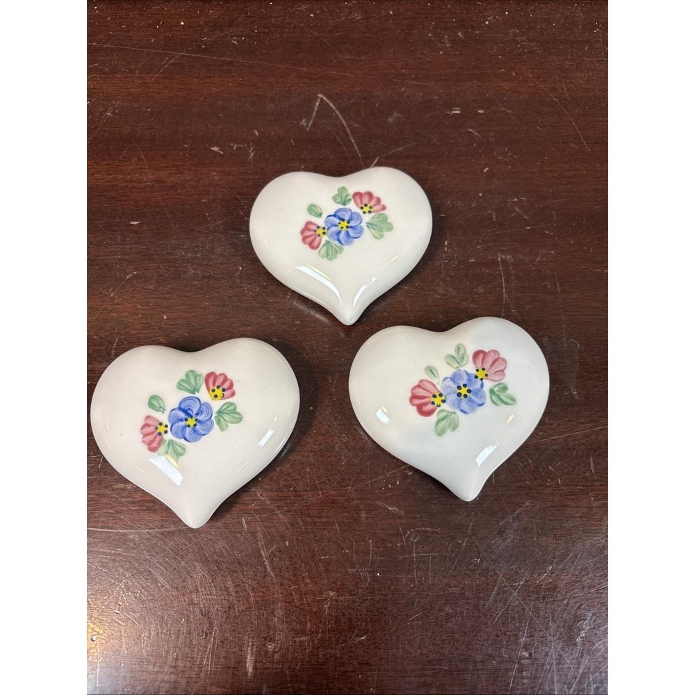 Vtg~Homco HEARTS Hand‎ Painted Floral Ceramic Wall Hangings
